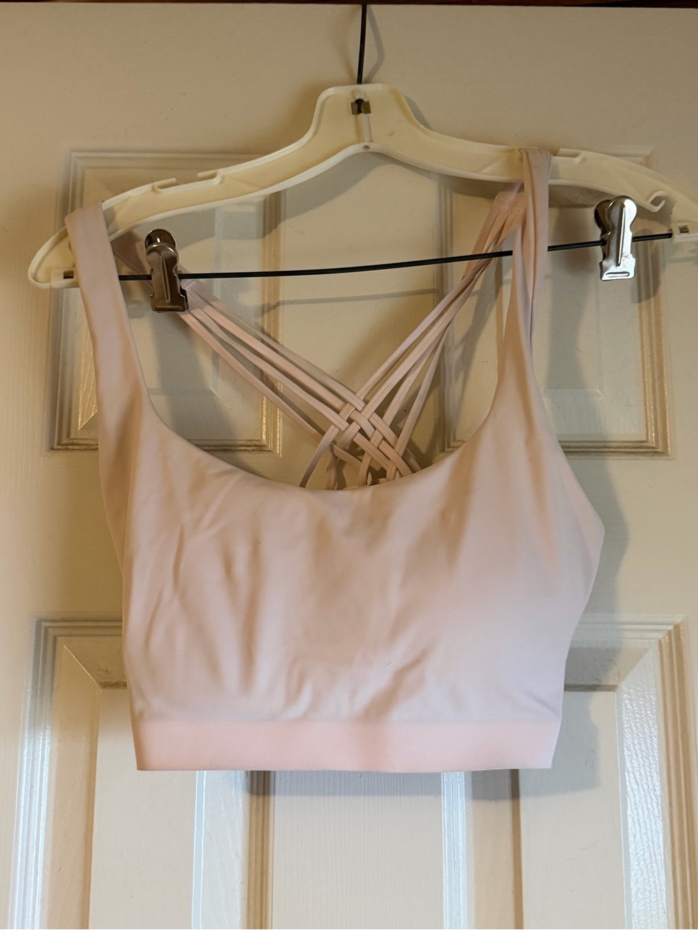 Lululemon pink pearl flexyflex strappy yoga bra- size L/XL